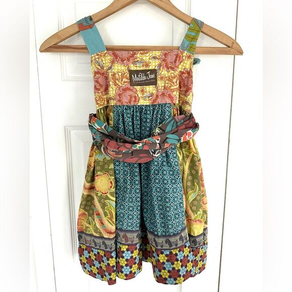 Matilda Jane Leona Dress You and Me Scottie Dog Apron Dress Size 4 - Picture 2 of 16